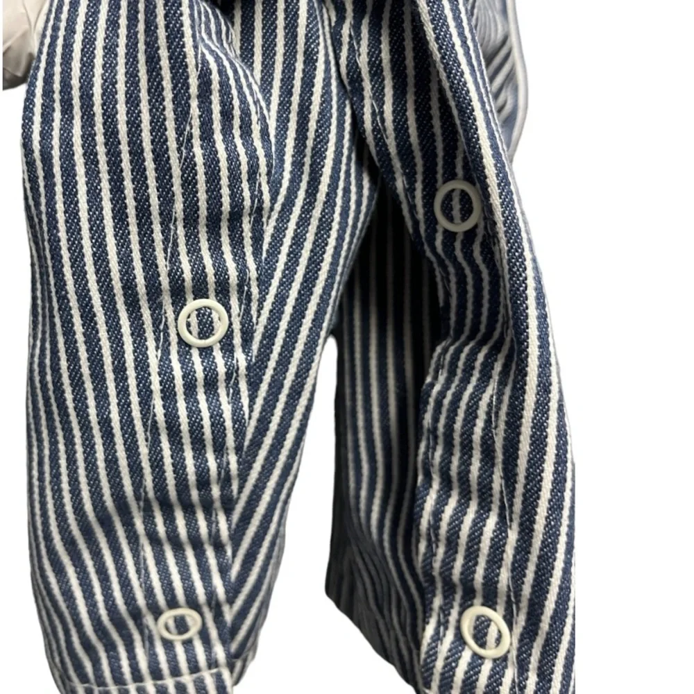 Vintage Sears Baby Railroad Stripe Train Overalls Hickory Denim 20-25lb 32in